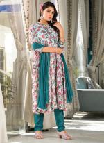 Muslin Silk Blue Festival Wear Hand Work Readymade Salwar Suit